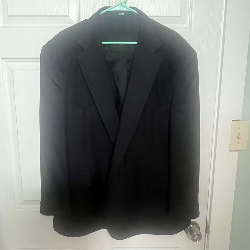 VTG Pagano West Black Western Blazer 50 S Vintage Suede on Shoulders 80s
